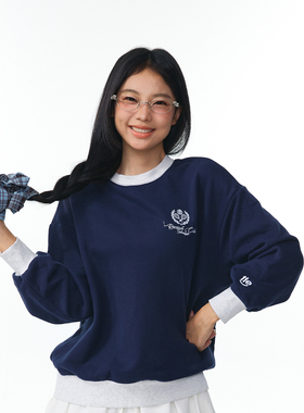 11E “网球课”380g毛圈精梳棉男女撞色复古运动百搭宽松圆领卫衣