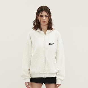 宽松情侣帽衫 潮牌男女同款 斜体E连帽拉链卫衣美式 11E