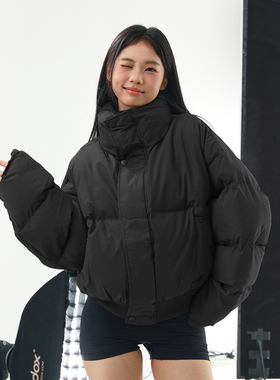 11E 肯豆风美拉德立领围脖短款男女加厚加棉面包服秋冬美式潮高级