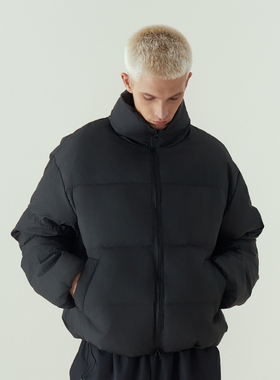 11E clean fit风格皮衣羽绒服简约宽松高级感加厚立领羽绒服外套