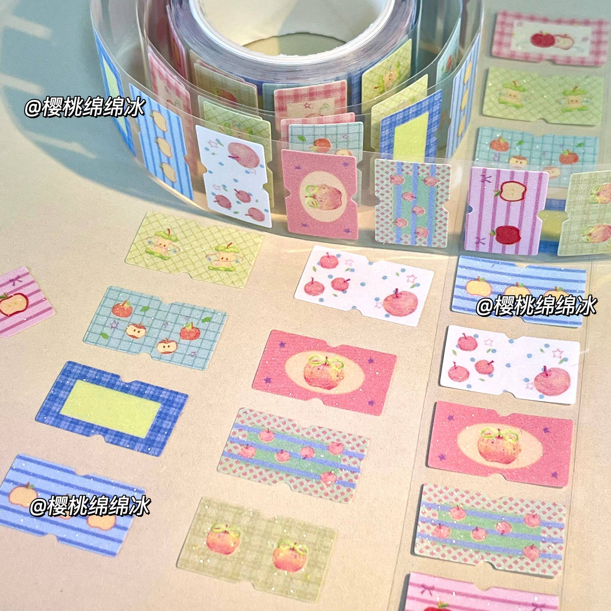 可爱苹果星海闪砂卡通卷卷贴纸