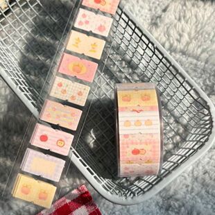 可爱卡通苹果星海闪砂标签贴手账diy素材高颜值装 饰整卷封口贴纸