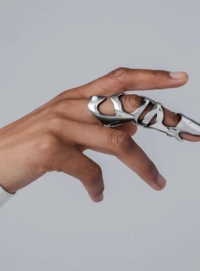 时尚戒指朋克盔甲指环镶嵌珍珠尖爪手指套关节护指首饰饰品