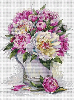 公主绣铺DMC自配套件纯棉线精准印花套件210212牡丹芍药花瓶