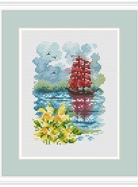 公主绣铺DMC自配套件纯棉线精准印花套件220512四季帆船-春季