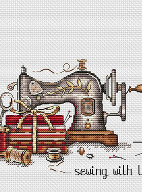 公主绣铺DMC自配套件纯棉线精准印花套件211021缝纫机红色