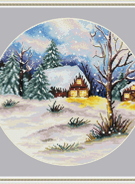 公主绣铺DMC自配套件纯棉线精准印花套件230312冬日小屋风景