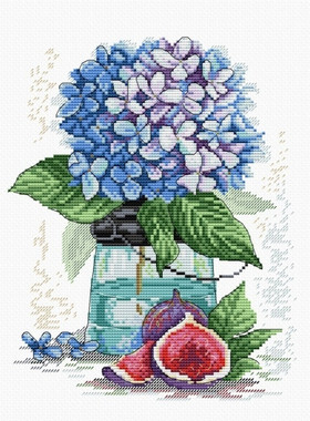 公主绣铺DMC自配套件纯棉线精准印花套件200902绣球花无花果