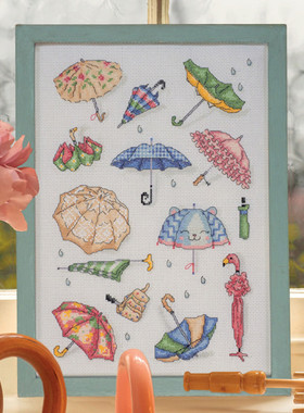 公主绣铺安卡ANC线/DMC线/R线自配套件精准印花套件A140花雨伞