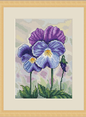 公主绣铺DMC自配套件纯棉线精准印花套件201003三色堇