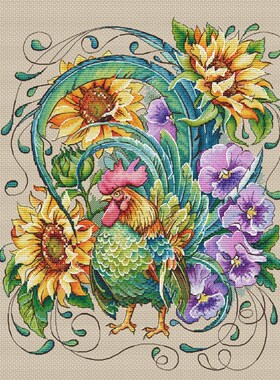 公主绣铺DMC线R线自配十字绣纯棉线精准印花套件saga240620大公鸡