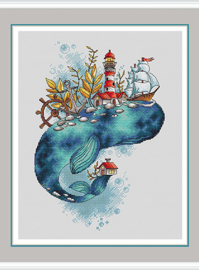 公主绣铺DMC自配套件纯棉线精准印花套件210502鲸鱼小房子