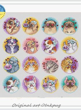 公主绣铺DMC自配套件纯棉线精准印花套件220609猫咪狗狗