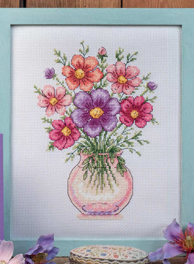 公主绣铺DMC自配十字绣纯棉线精准印花套件送saga240612粉色小花