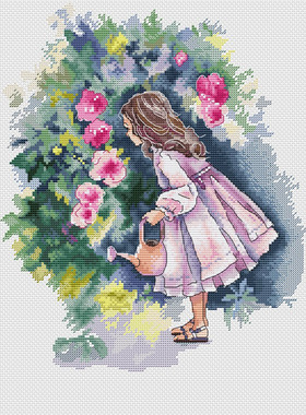 公主绣铺DMC自配套件纯棉线精准印花套件211018玫瑰花园女孩
