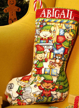 公主绣铺DMC自配套件纯棉线精准印花套件221112卡通小孩圣诞袜