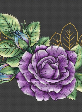 公主绣铺DMC自配套件纯棉线精准印花套件221113紫色山茶花