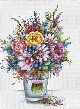 公主绣铺DMC自配套件纯棉线精准印花套件210619鲜艳的大花瓶