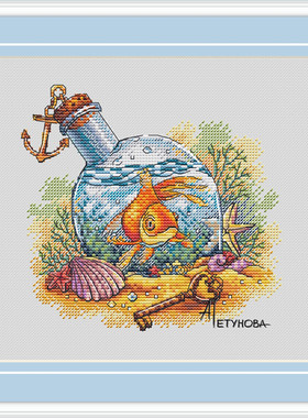 公主绣铺DMC自配十字绣纯棉线精准印花自配套件231114漂流瓶