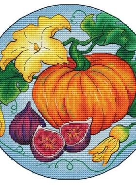 公主绣铺DMC自配套件纯棉线精准印花套件220204南瓜无花果圆形花