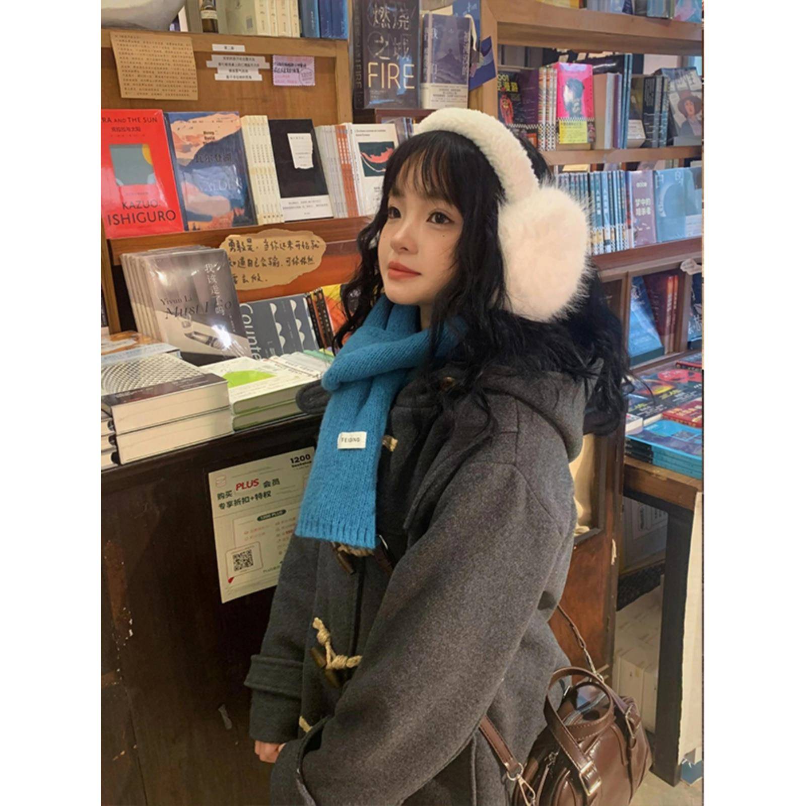 学院风牛角扣连帽羊绒大衣女冬季加厚羽绒服内胆小个子羊毛呢外套