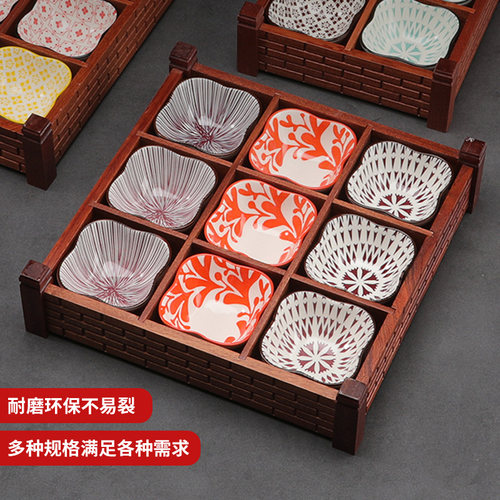 竹木创意火锅店餐具餐盘分格特色火锅蔬菜托盘烤肉九宫格盘子拼盘