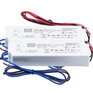 LPV-60台湾明纬60w12V 24V防水led开关电源恒压灯箱发光字变压器