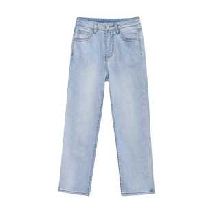 修身直筒牛仔裤女2026春夏新款高腰弹力显瘦浅色窄版烟管长裤春秋