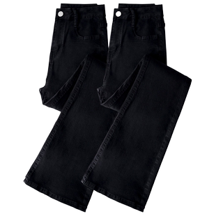 黑色弹力微喇叭牛仔裤女2026年秋冬爆款高腰修身显瘦阔腿马蹄裤子