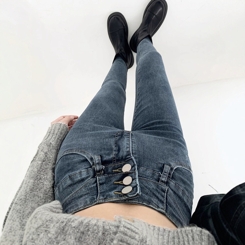 超高腰收腹提臀弹力小脚铅笔裤子