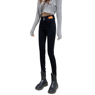 黑色高腰小脚牛仔裤女2025秋冬新款显瘦提臀弹力九分紧身铅笔裤子