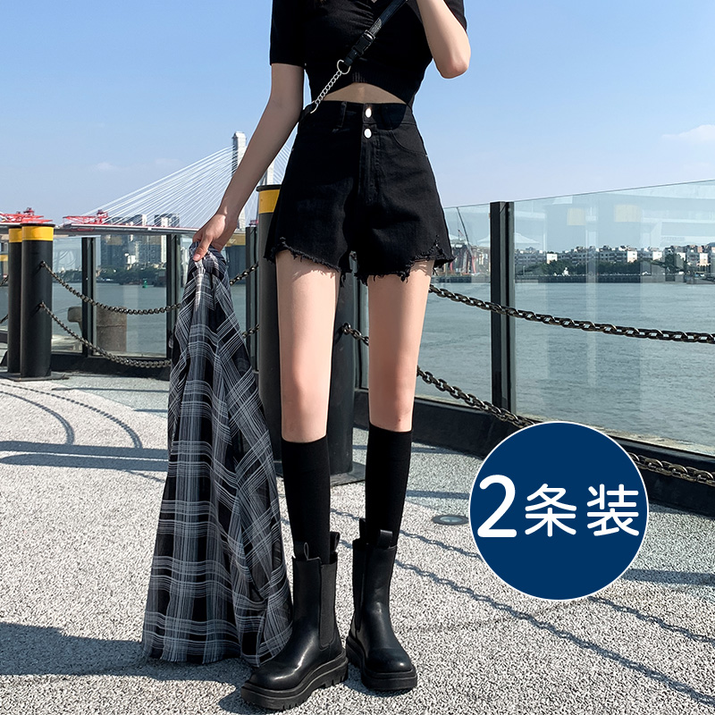 高腰牛仔短裤女2022年新款夏季薄款显瘦宽松流苏阔腿a字热裤潮ins-封面