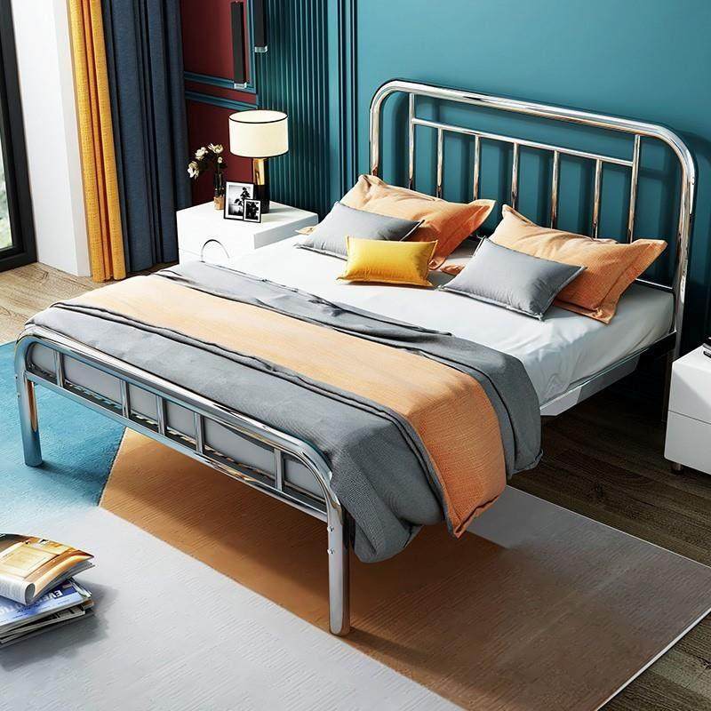 304不锈钢床1.5米1.8加厚家用简约双人床出租房公寓1.2铁床经济型,住宅家具,铁艺/钢木床,淘宝优惠券,粉丝福利购,淘宝优惠卷