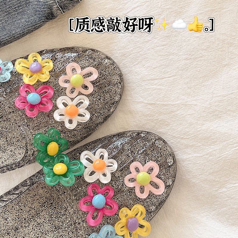 包头拖鞋女夏季韩版时尚可爱花朵彩色百搭学生妈妈平底一字凉鞋女
