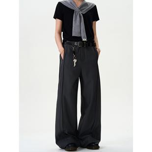 MADWITCH复古高级垂感双褶休闲西裤 子 男女宽松直筒cleanfit阔腿裤