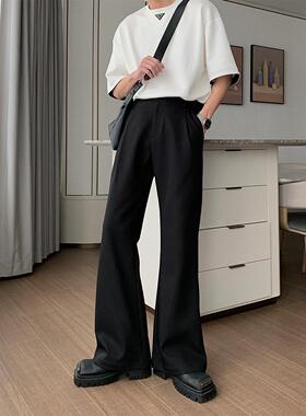 Hualun秋季宽松微喇西裤男款阔腿休闲裤春秋款时尚潮松紧腰裤子男