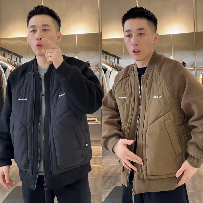 秋冬新款加厚潮牌棒球领棉服外套男高档宽松百搭时尚保暖休闲夹克