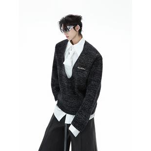 男 假两件拼接毛衣简约宽松针织衫 ArguE CulturE小众解构领带衬衫