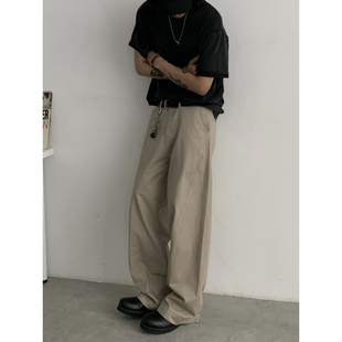 INKNOTS复古简约弧线拼接设计感clean fit裤子美式工装裤男女潮牌