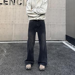 小柯XCOK巴家bootcut黑色牛仔裤男美式复古直筒微喇显瘦vibe裤子