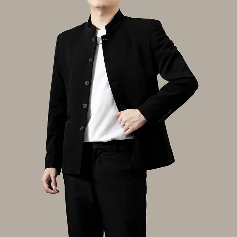 新中式中山装外套男士套装2026春秋季新款国风西服休闲 痞帅夹克