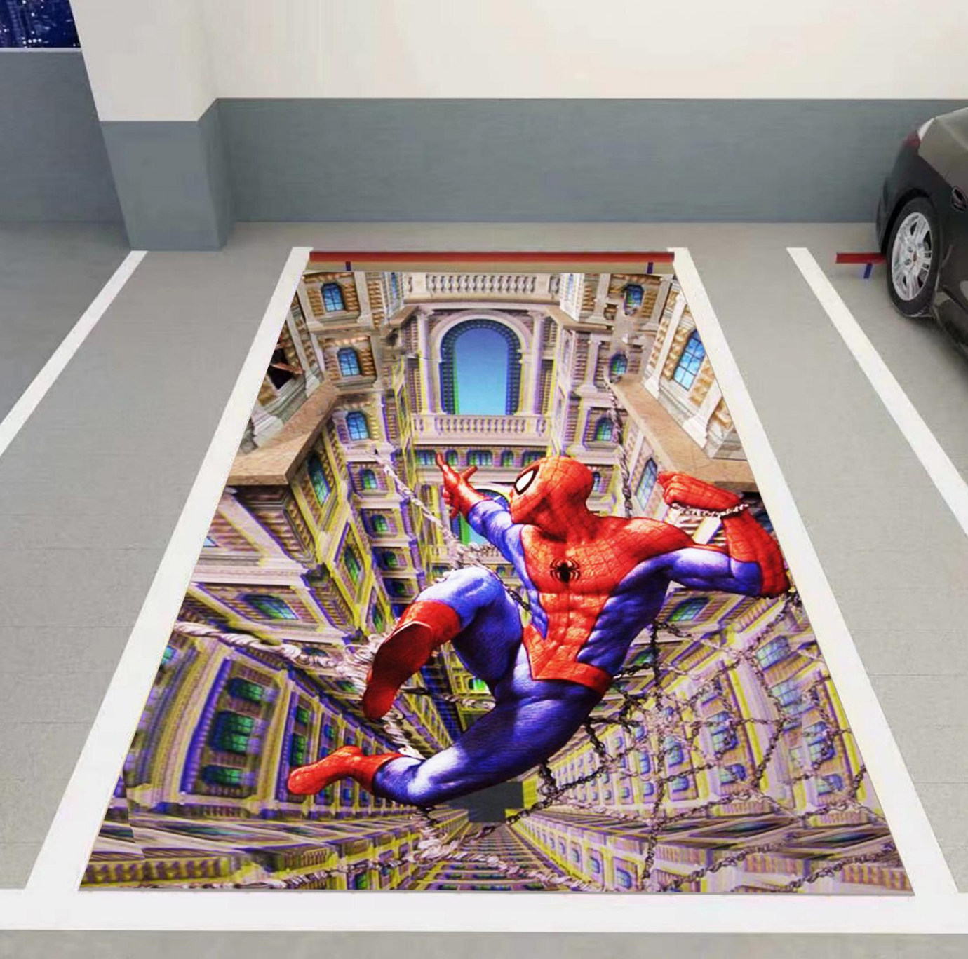 武汉车位涂鸦私人停车位彩绘车位防占警示停车场地库手绘墙绘壁画