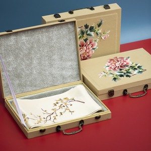 母亲节礼物真丝丝巾女苏绣披肩送礼妈妈长辈桑蚕丝围巾礼盒丝绸