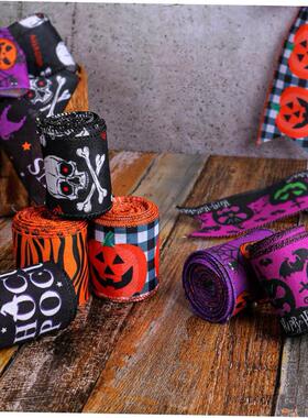 Creative Halloween ribbons, checkered pumpkin ribbons, Chri