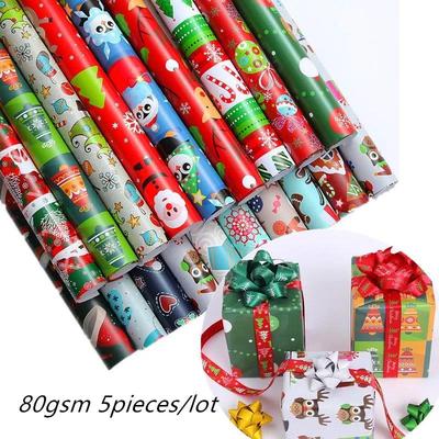 5piece 52x75cm Merry Christmas Decoration Wrapping Gift Wrap