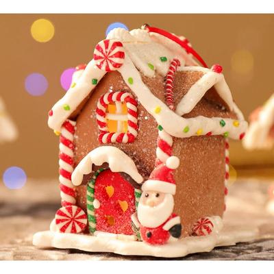Christmas pendant polymer clay LED light Christmas house圣诞