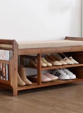 Shoe Storage Rack Bench With Double Layer Cushion Seat Livin