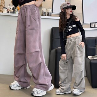 女童裤子春秋2026新款儿童装阔腿裤春季休闲洋气卫裤中大童运动裤