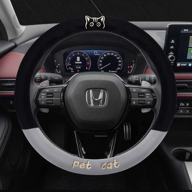 本田飞度/型格/皓影/冠道/缤智凌派专用毛绒汽车方向盘套冬季保暖