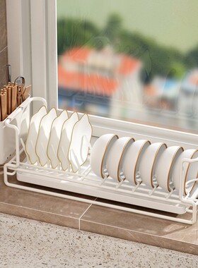 窗台窄款碗碟架厨房台面置物架橱柜内盘子收纳小型碗柜沥水碗盘架